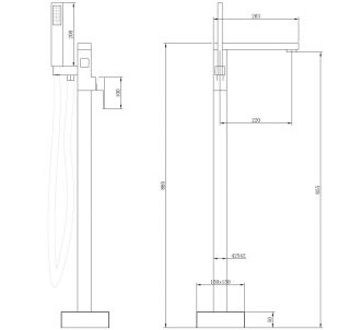 Напольный смеситель для ванны ABBER Daheim чёрный матовый AF8215B